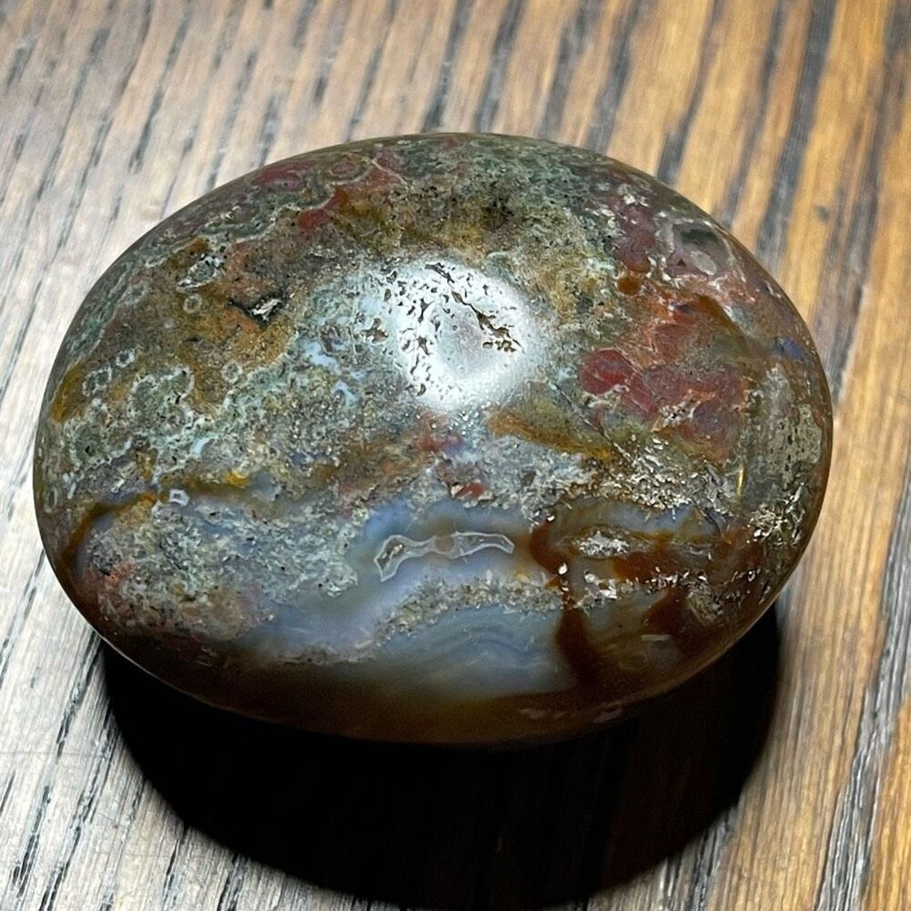 Ocean Jasper palm stone crystal natural druzy orbicular orbs red jelly circles w